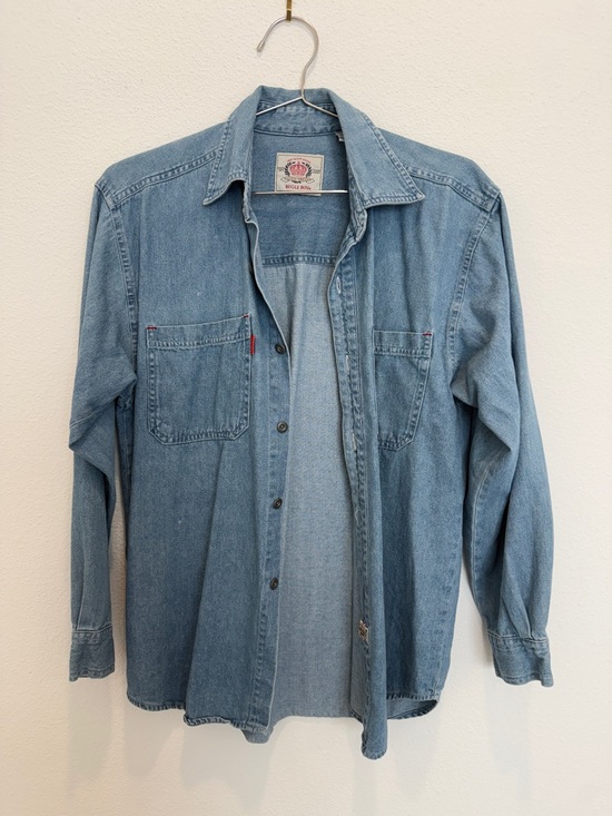 Bugle Boy Tops - Vintage 90s Bugle Boy Light Blue Denim Button-Down Shirt
